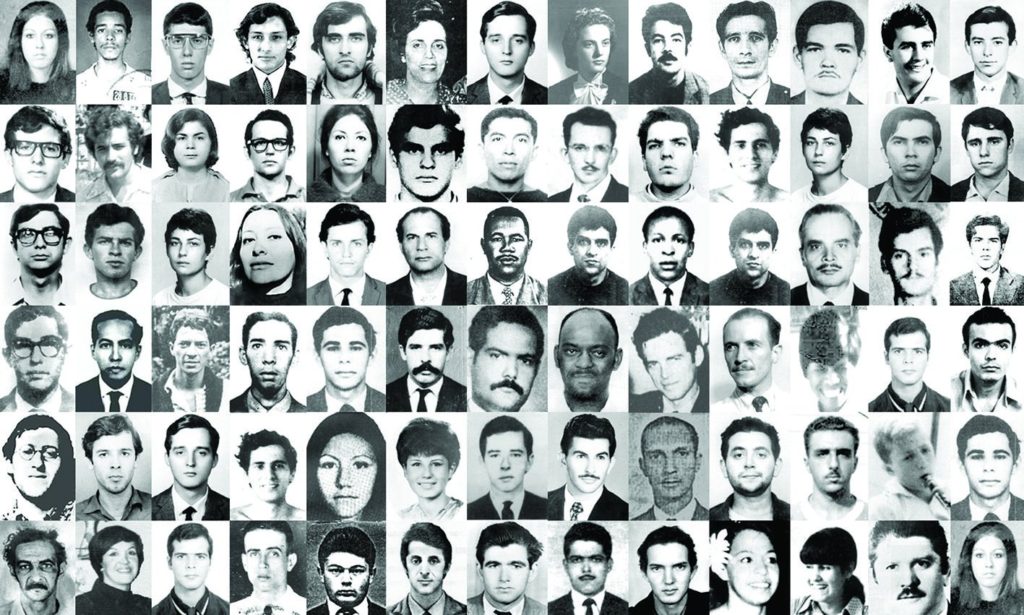 Retratos de mortos e desaparecidos durante o período da ditadura militar 