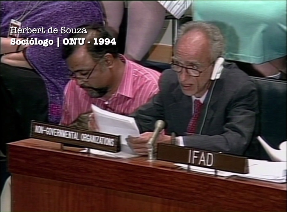 O sociólogo Betinho discursa na Assembleia da ONU em 1994