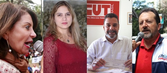 Os deputados estaduais eleitos Maria Izabel Noronha, Beatriz Cerqueira, Teonílio Monteiro da Costa e Claudir Nespolo (suplente): campanha eleitoral em defesa dos trabalhadores