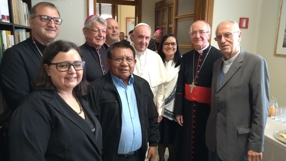 integrantes do Conselho Sinodal com o papa cimi