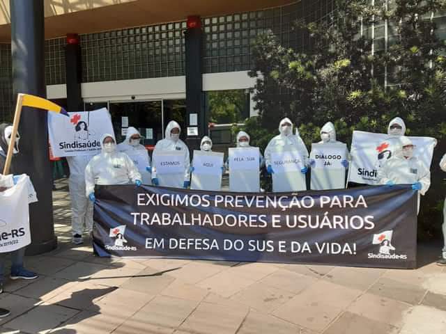 O Sindisaúde/RS realizou diversos atos de protestos em frente aos maiores hospitais de Porto Alegre: Conceição, Hospital de Clínicas, Santa Casa de Misericórdia, Instituto de Cardiologia, Hospital da PUC, Presidente Vargas e Pronto Socorro