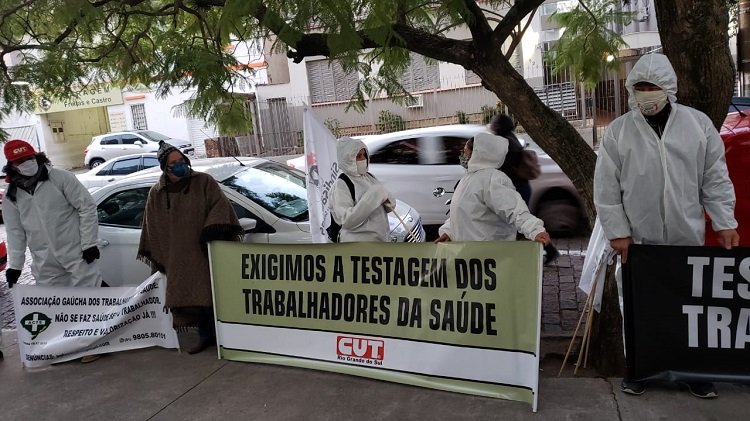 Os sindicalistas reivindicam a testagem para Covid-19 de todos os trabalhadores e trabalhadoras da saúde no Rio Grande do Sul