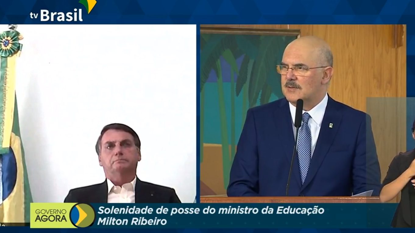 Cerimônia de posse do quarto ministro da Educação do governo Bolsonaro em menos de um ano e meio de mandato, ocorrida em 16 de julho, quando Milton Ribeiro assumiu o MEC