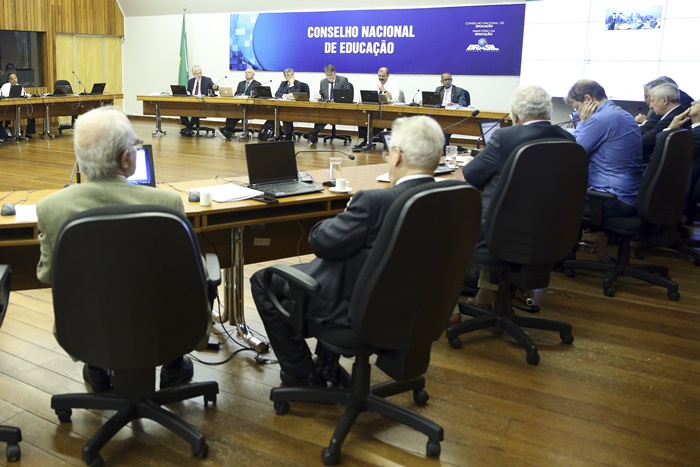 Membros do Conselho Nacional de Educação (foto de sessão realizada antes do isolamento) propõem extensão do ano letivo e flexibilização na avaliação dos alunos