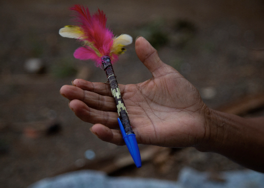 Guaranis presenteiam Lula com caneta para reivindicar demarcação